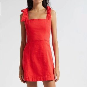 NWOT Alice + Olivia Maryann Tie Shoulder Denim Minidress